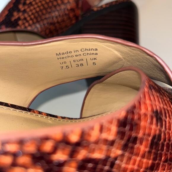 Aldo Sandals Women's 7.5 Cadrielia Block Heel Cross Strap Leather Snake Print - Picture 14 of 16